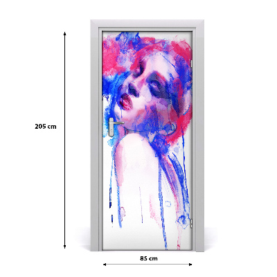 Self-adhesive door sticker Abstraction of a woman