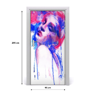 Self-adhesive door sticker Abstraction of a woman