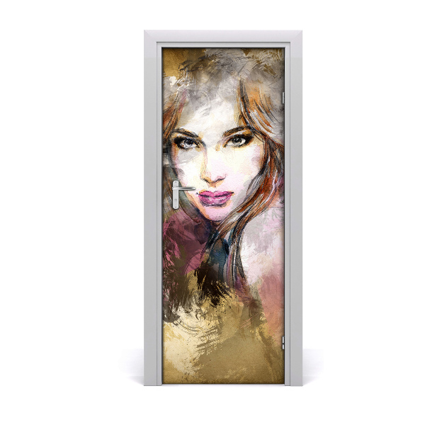 Self-adhesive door sticker Abstraction of a woman