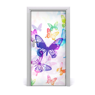 Self-adhesive door sticker Colorful butterflies