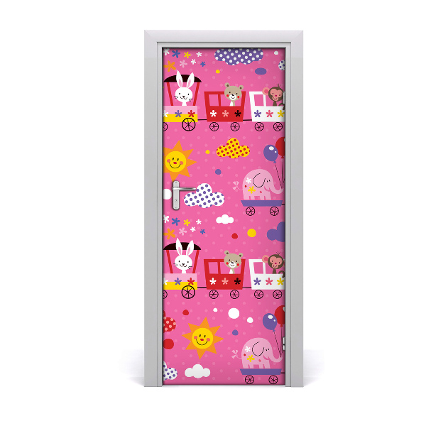 Self-adhesive door sticker Cheerful train