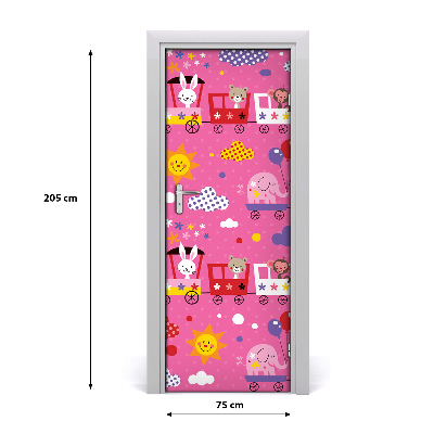 Self-adhesive door sticker Cheerful train