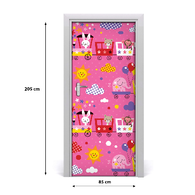 Self-adhesive door sticker Cheerful train