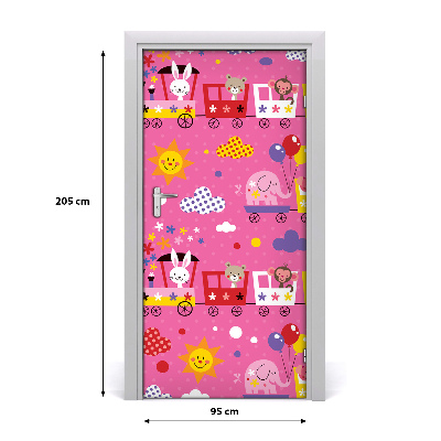 Self-adhesive door sticker Cheerful train