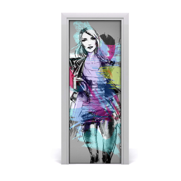 Self-adhesive door sticker Abstraction of a woman