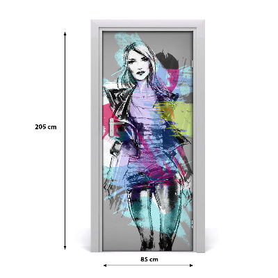 Self-adhesive door sticker Abstraction of a woman