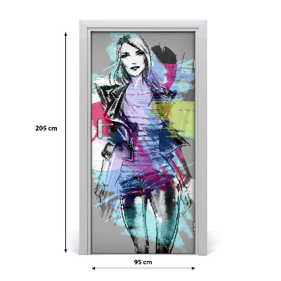 Self-adhesive door sticker Abstraction of a woman