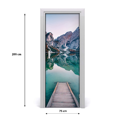 Self-adhesive door wallpaper Mountain lake