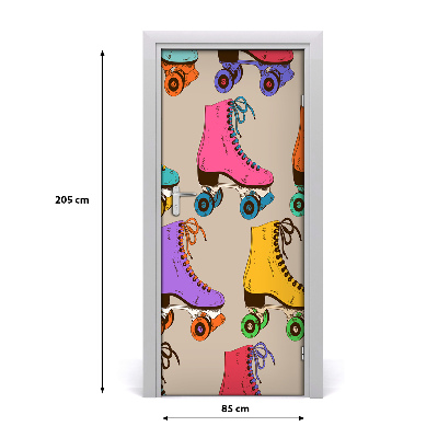 Self-adhesive door wallpaper Colorful roller skates