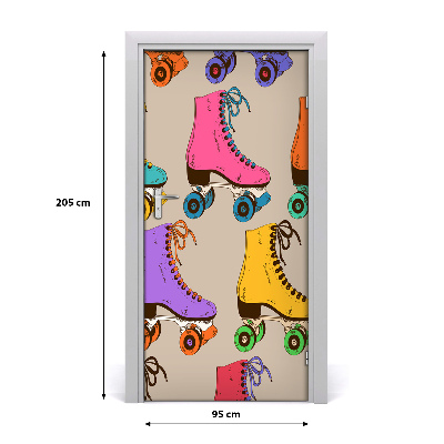 Self-adhesive door wallpaper Colorful roller skates