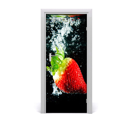 Self-adhesive door sticker Strawberry under water