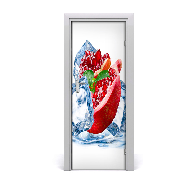 Self-adhesive door sticker Pomegranate and ice