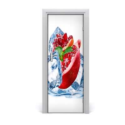 Self-adhesive door sticker Pomegranate and ice