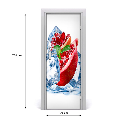 Self-adhesive door sticker Pomegranate and ice