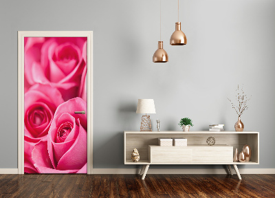 Self-adhesive door sticker Pink roses