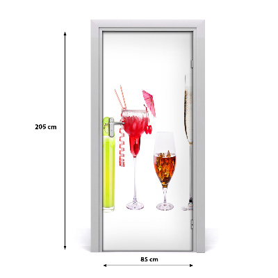 Self-adhesive door sticker Colorful cocktails