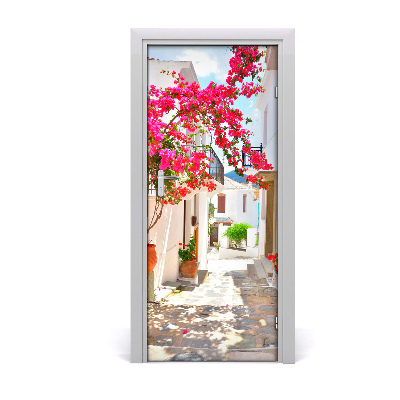 Self-adhesive door wallpaper Greek streets