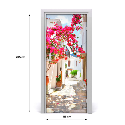 Self-adhesive door wallpaper Greek streets