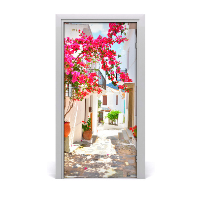 Self-adhesive door wallpaper Greek streets