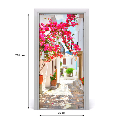 Self-adhesive door wallpaper Greek streets