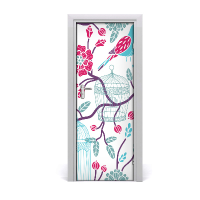 Self-adhesive door sticker Bird cages