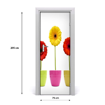 Self-adhesive door sticker Colorful gerberas