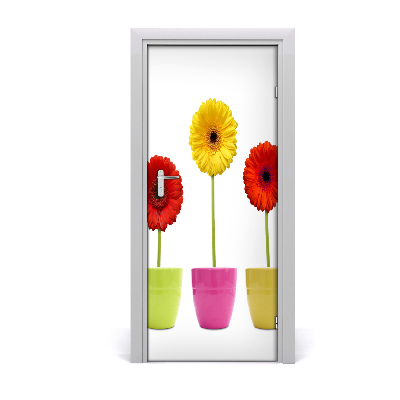 Self-adhesive door sticker Colorful gerberas