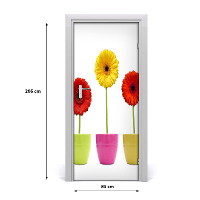 Self-adhesive door sticker Colorful gerberas