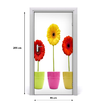 Self-adhesive door sticker Colorful gerberas