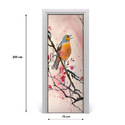 Self-adhesive door sticker Bird on a branch