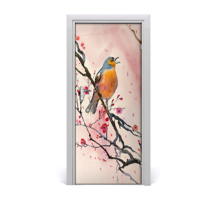 Self-adhesive door sticker Bird on a branch