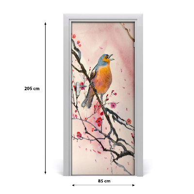 Self-adhesive door sticker Bird on a branch