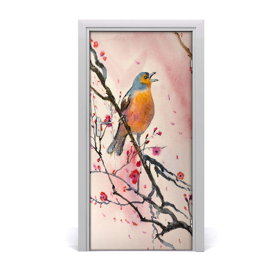 Self-adhesive door sticker Bird on a branch