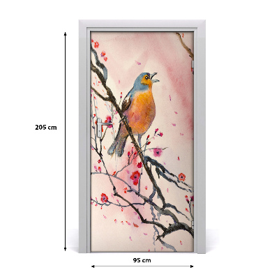 Self-adhesive door sticker Bird on a branch