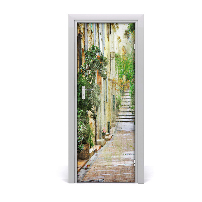 Self-adhesive door wallpaper Italian streets