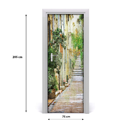 Self-adhesive door wallpaper Italian streets