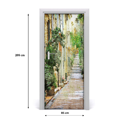 Self-adhesive door wallpaper Italian streets