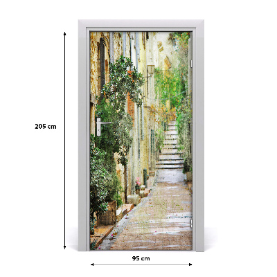 Self-adhesive door wallpaper Italian streets