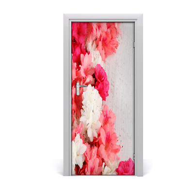 Self-adhesive door sticker Flowers on the wood