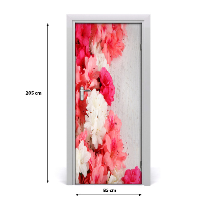 Self-adhesive door sticker Flowers on the wood