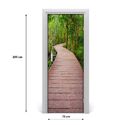 Self-adhesive door wallpaper Path in the jungle