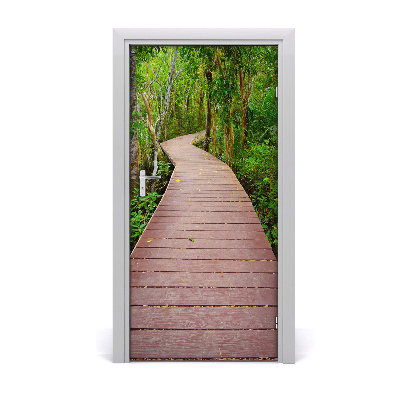 Self-adhesive door wallpaper Path in the jungle