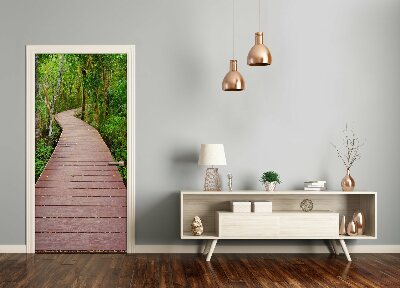 Self-adhesive door wallpaper Path in the jungle