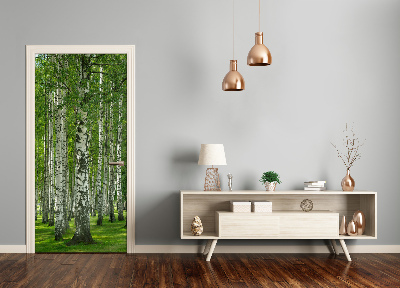 Door wallpaper Birch forest