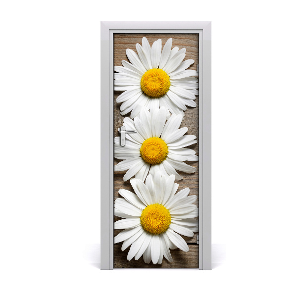 Self-adhesive door sticker Chamomile on the wood