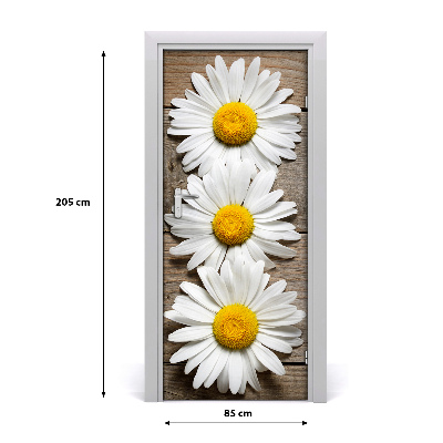 Self-adhesive door sticker Chamomile on the wood