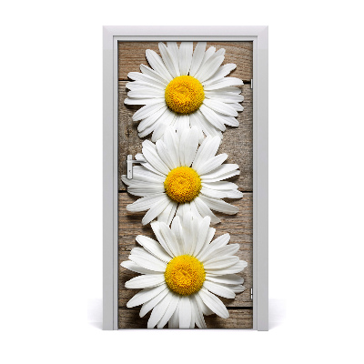 Self-adhesive door sticker Chamomile on the wood