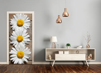 Self-adhesive door sticker Chamomile on the wood