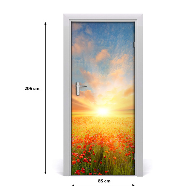 Door wallpaper Landscapes. Field of poppies