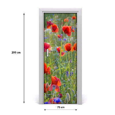 Self-adhesive door sticker Field poppies